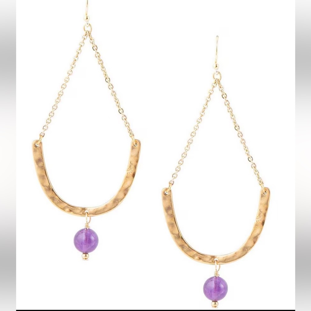 Sasso + Smyth Bronze and Amethyst Dangle Drop Earrings - NWT